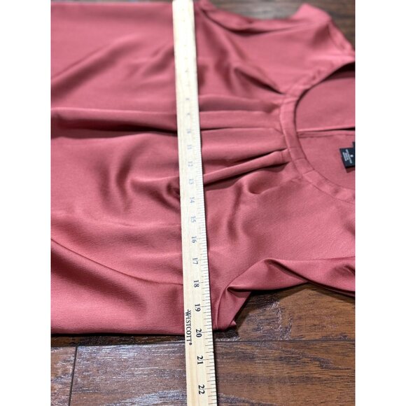 Liz Claiborne CAREER Womens Cap Sleeve Pleated Blouse Silky Shine Pink S Preppy - Picture 8 of 10